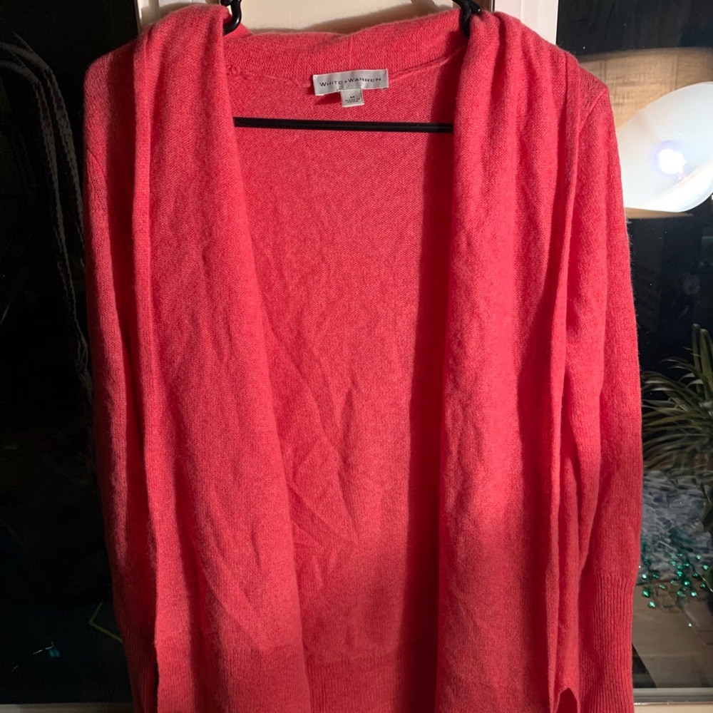White + Warren cashmere Pink Cardigan Sweater